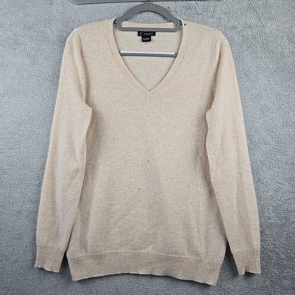 C By Bloomingdale's 2 Ply Cashmere V-Neck Sweater‎ Mens Large Warm Cozy - Picture 1 of 12